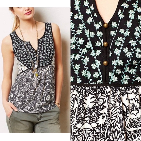 Anthropologie Tops - Anthropologie Embroidered Floral Top Sz S EUC